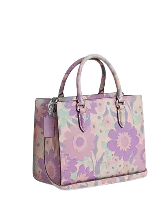 Coach Maggie Small Tote Bag With Floral Print Ivory