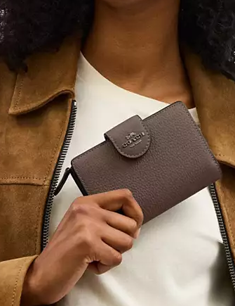 Coach Medium Corner Zip Wallet Dark Stone