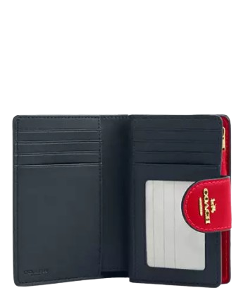 Coach Medium Corner Zip Wallet In Signature Canvas Denim Bold Red
