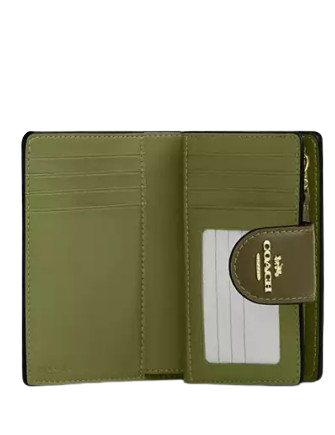 Coach Medium Corner Zip Wallet In Signature Canvas Olive