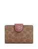 Coach Medium Corner Zip Wallet In Signature Canvas Tan Dusty Pink