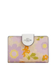 Coach Medium Corner Zip Wallet In Signature Canvas With Floral Print Sand