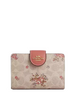 Coach Medium Corner Zip Wallet In Signature Canvas With Floral Print Sand