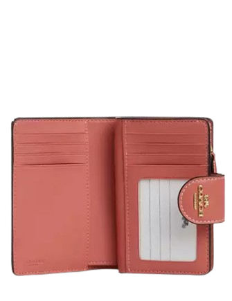 Coach Medium Corner Zip Wallet In Signature Canvas With Floral Print Sand