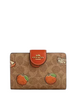 Coach Medium Corner Zip Wallet In Signature Canvas With Orange Print Tan