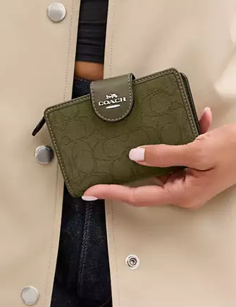 Coach Medium Corner Zip Wallet In Signature Jacquard Coach Medium Corner Zip Wallet In Signature Jacquard