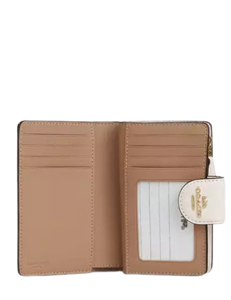 Coach Medium Corner Zip Wallet With Floral Print Chalk