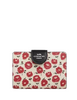 Coach Medium Corner Zip Wallet With Floral Print Chalk Black
