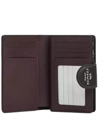 Coach Medium Corner Zip Wallet With Floral Print Chalk Black