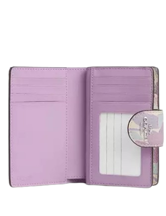 Coach Medium Corner Zip Wallet With Floral Print Ivory