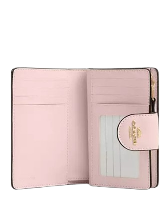Coach Medium Corner Zip Wallet With Rosette Print Blush