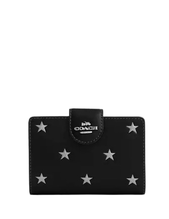 Coach Medium Corner Zip Wallet With Star Print Black
