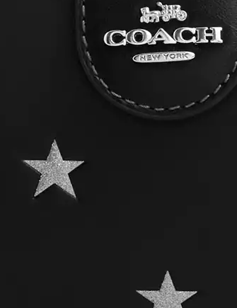 Coach Medium Corner Zip Wallet With Star Print Black
