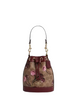Coach Mini Bucket Bag In Signature Canvas With Cherry Print Tan