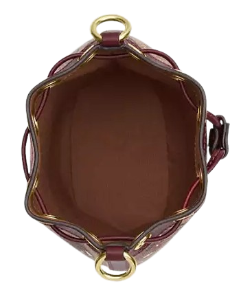 Coach Mini Bucket Bag In Signature Canvas With Cherry Print Tan