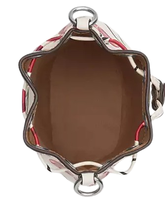 Coach Mini Bucket Bag With Cherry Print Chalk
