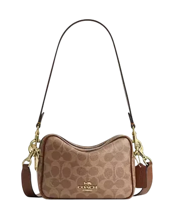 ZAP　美品　COACH 迷彩柄　ダークブラウン ボディバッグ Coach Mini Carey Crossbody Bag In Signature Canvas | Brixton Baker