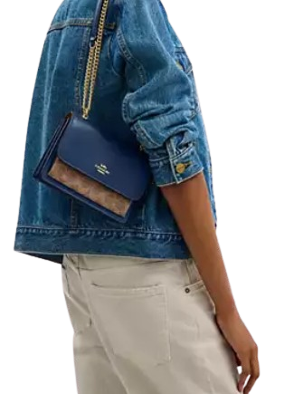 Coach Mini Klare Crossbody Bag In Signature Canvas Deep Blue Tan