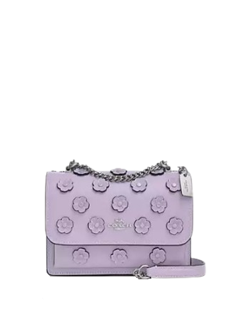 coach backpack with purple flower Coach Mini Klare Crossbody Bag With Floral Applique