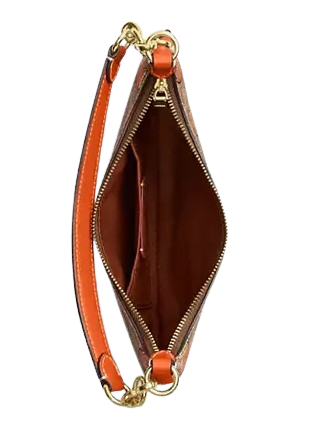 Coach Mini Payton Bag In Signature Canvas With Orange Print Tan