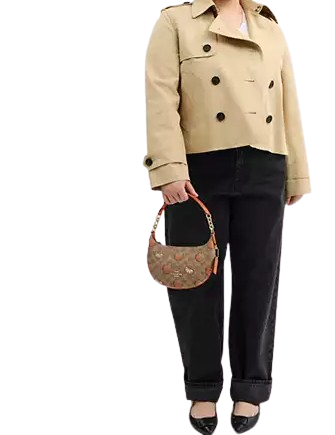 Coach Mini Payton Bag In Signature Canvas With Orange Print Tan