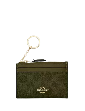 Coach Mini Skinny Id Case In Signature Canvas Olive