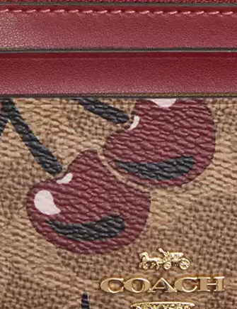 Coach Mini Skinny Id Case In Signature Canvas With Cherry Coach Mini Skinny Id Case In Signature Canvas With Cherry