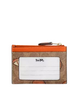 Coach Mini Skinny Id Case In Signature Canvas With Orange Print Tan Multi