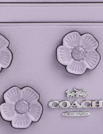 Coach Mini Skinny Id Case With Floral Applique Lilac