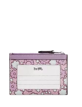 Coach Mini Skinny Id Case With Floral Print  Lilac