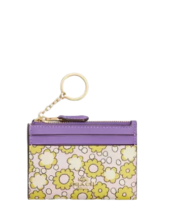 Coach Mini Skinny Id Case With Floral Print Lilac Multi