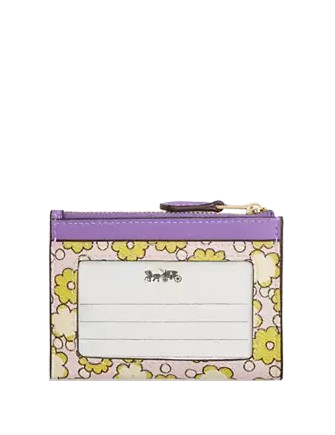 Coach Mini Skinny Id Case With Floral Print Lilac Multi