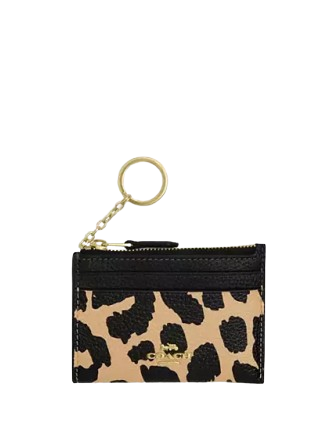 Coach Mini Skinny Id Case With Leopard Print