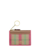 Coach Mini Skinny Id Case With Plaid Print Pink