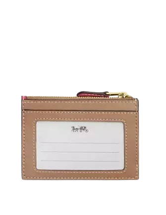 Coach Mini Skinny Id Case With Plaid Print Pink
