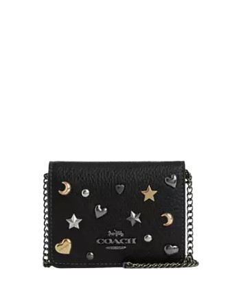 Coach Mini Wallet On A Chain With Rivets Black