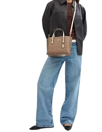 Coach Mollie Tote Bag 25 In Signature Canvas Tan Light Champagne