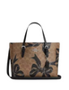 Coach Mollie Tote Bag 25 In Signature Canvas With Bow Print Tan Black