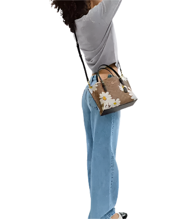 Coach Mollie Tote Bag 25 In Signature Canvas With Floral Print Tan