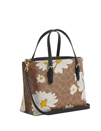 Coach Mollie Tote Bag 25 In Signature Canvas With Floral Print Tan