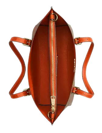 Coach Mollie Tote Bag 25 In Signature Canvas With Orange Print Tan