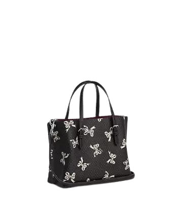 Coach Mollie Tote Bag 25 With Bow Print Black