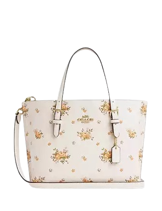 Coach Mollie Tote Bag 25 With Floral Print Chalk