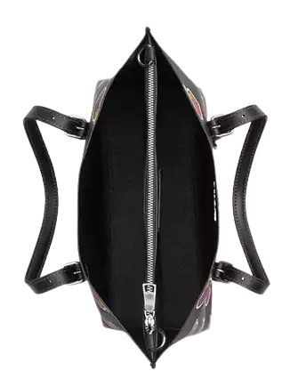 Coach Mollie Tote Bag 25 With Heart Bolt Print Black