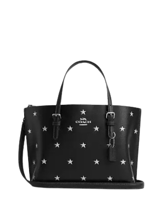 Coach Mollie Tote Bag 25 With Star Print Black