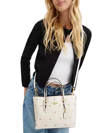 Coach Mollie Tote Bag 25 With Star Print Chalk