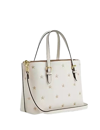 Coach Mollie Tote Bag 25 With Star Print Chalk