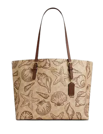 Coach Mollie Tote Bag In Signature Canvas With Shell Print Sand