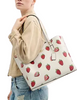 Coach Mollie Tote Bag With Strawberry Print Chalk