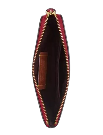 Coach New Year Corner Zip Wristlet With Snake Graphic Ruby